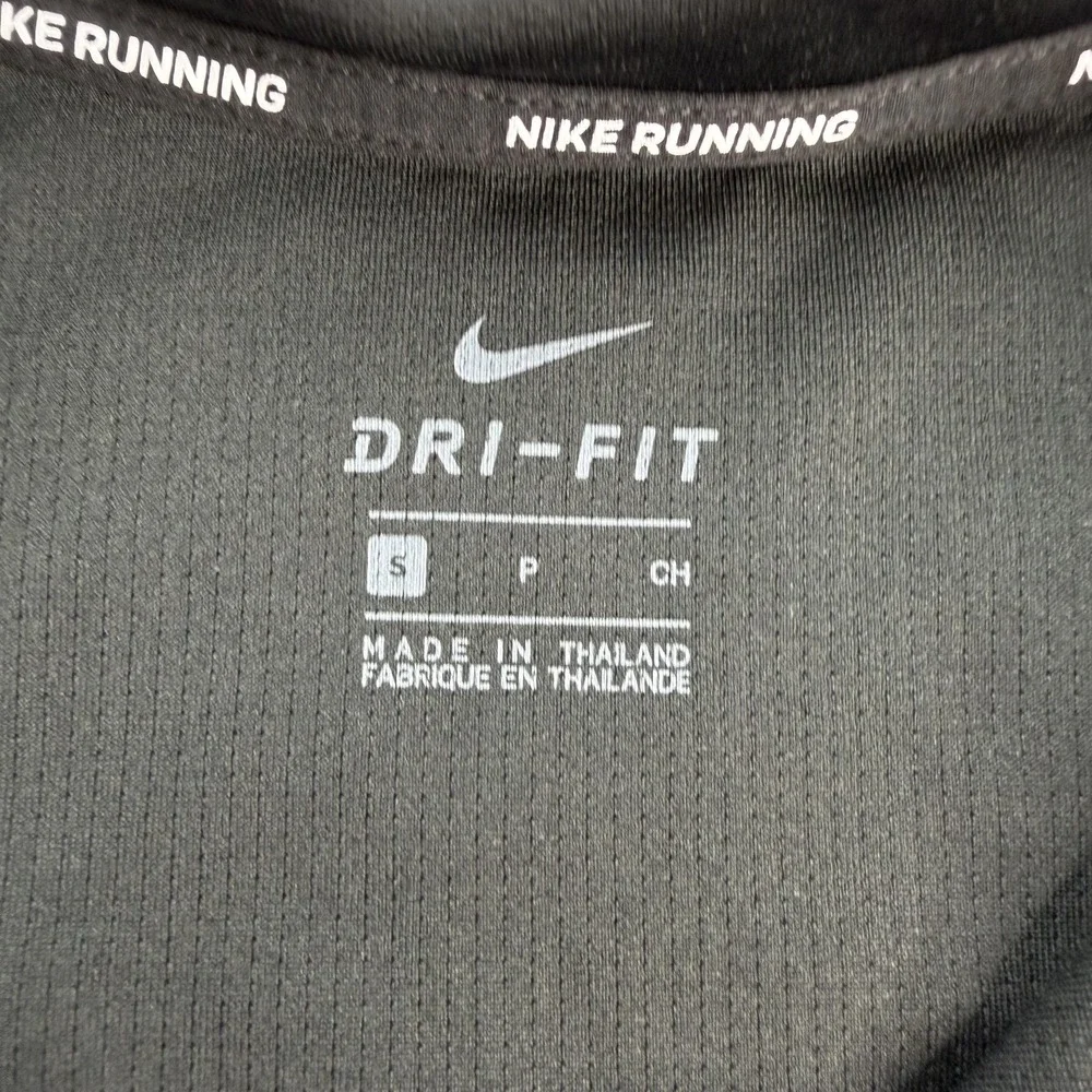 Nike Dri-FIT Pullover Womens Small Black 1/4 Zip Long Sleeve Running Top Graphic